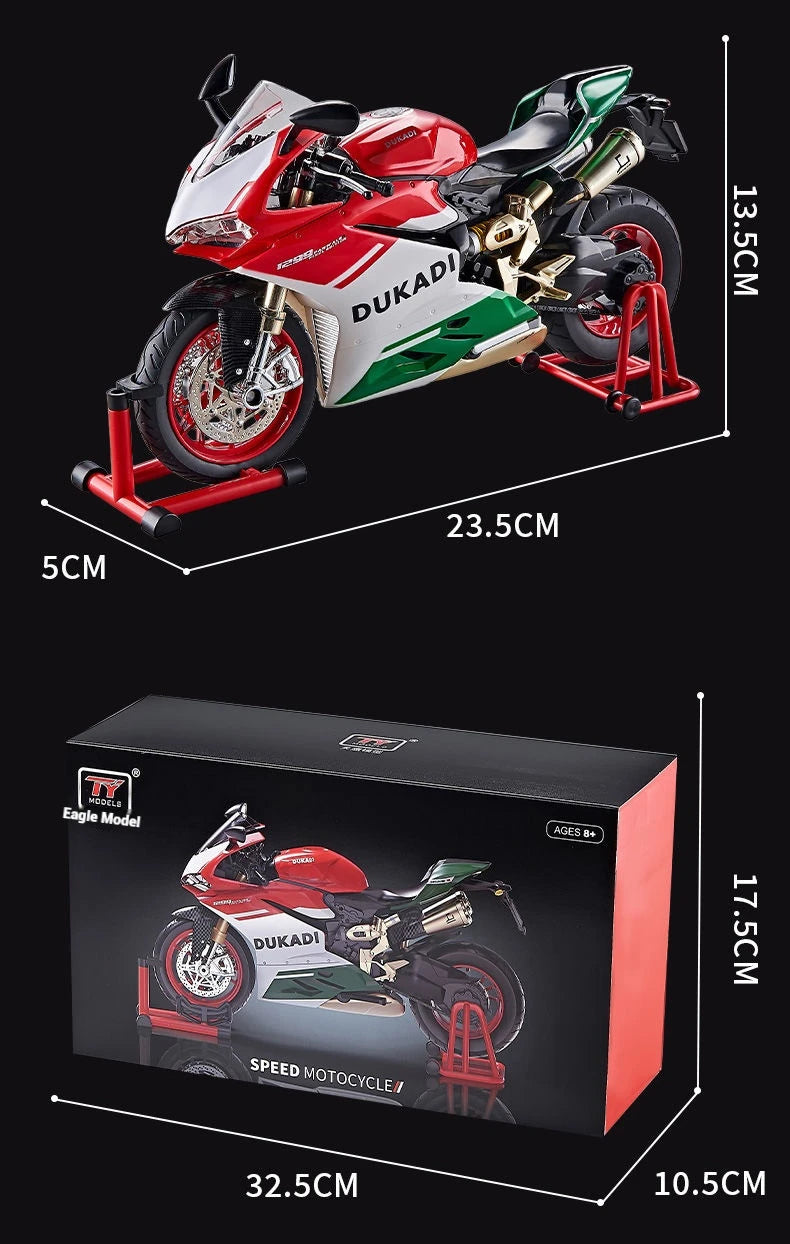 1:9 Scale Key Start Motorcycle Model with Smoke, Sound & Spinning Wheel