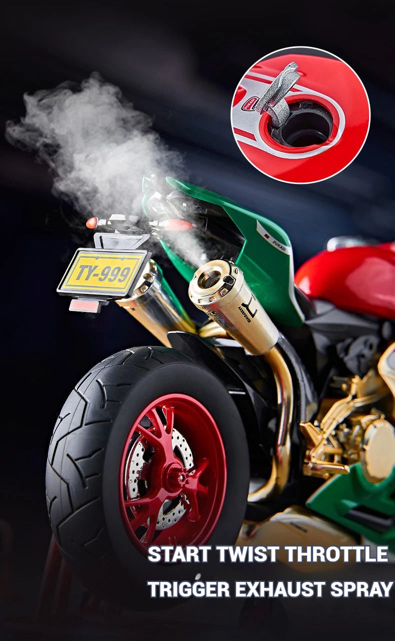 1:9 Scale Key Start Motorcycle Model with Smoke, Sound & Spinning Wheel