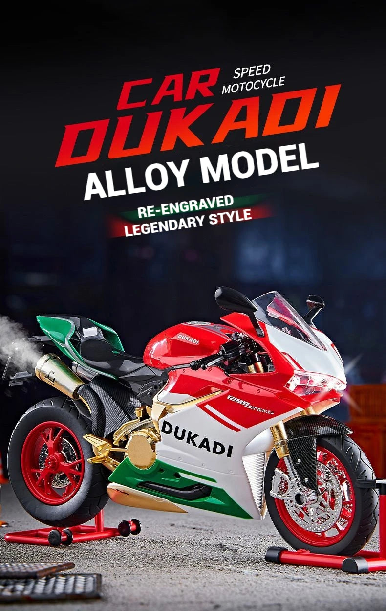 1:9 Scale Key Start Motorcycle Model with Smoke, Sound & Spinning Wheel