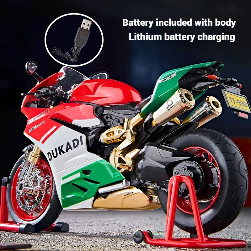 1:9 Scale Key Start Motorcycle Model with Smoke, Sound & Spinning Wheel