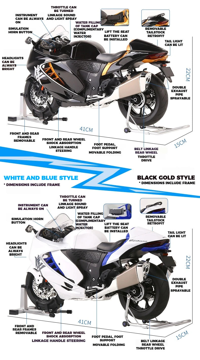 1:6 Scale Superbike Replica with Exhaust Smoke & Engine Sound