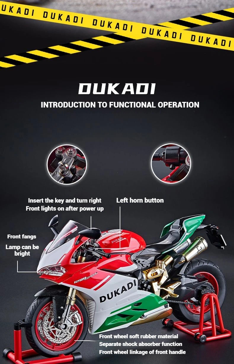 1:9 Scale Key Start Motorcycle Model with Smoke, Sound & Spinning Wheel