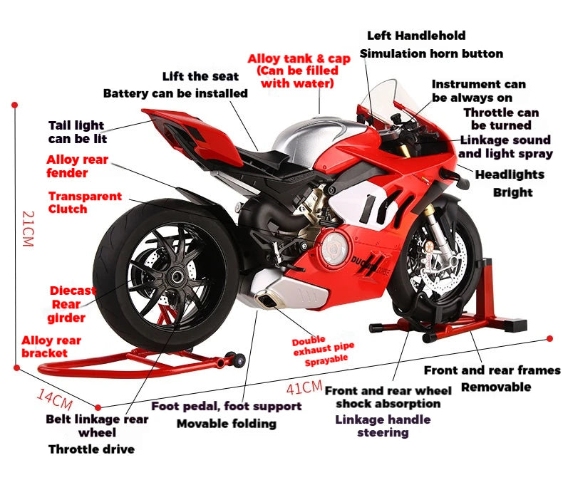 1:6 Scale Superbike Replica with Exhaust Smoke & Engine Sound