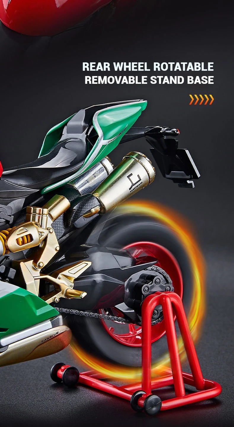 1:9 Scale Key Start Motorcycle Model with Smoke, Sound & Spinning Wheel
