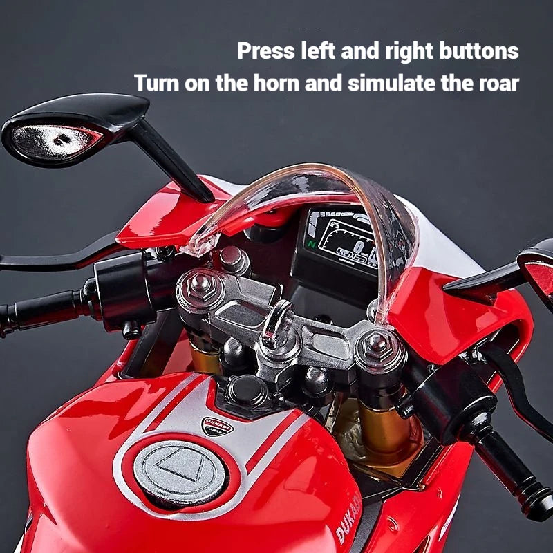 1:9 Scale Key Start Motorcycle Model with Smoke, Sound & Spinning Wheel