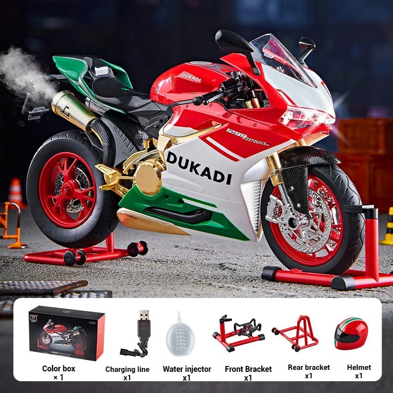 1:9 Scale Key Start Motorcycle Model with Smoke, Sound & Spinning Wheel