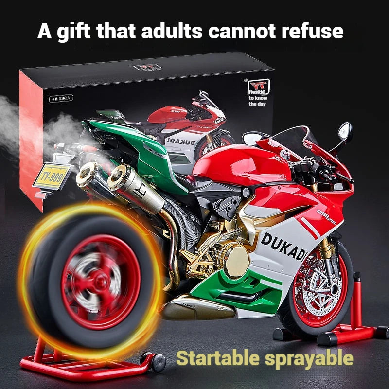 1:9 Scale Key Start Motorcycle Model with Smoke, Sound & Spinning Wheel