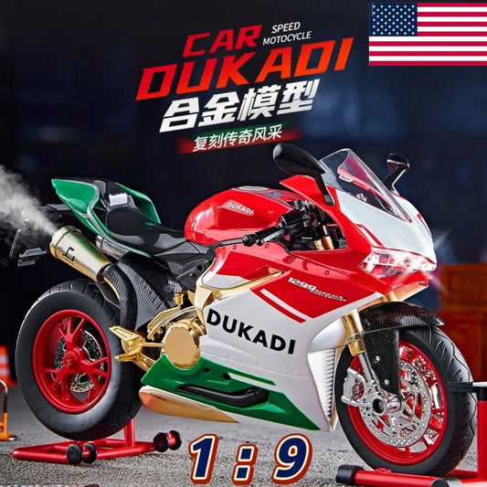 1:9 Scale Key Start Motorcycle Model with Smoke, Sound & Spinning Wheel