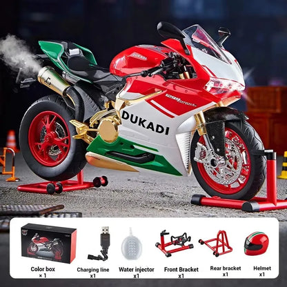 1:9 Scale Key Start Motorcycle Model with Smoke, Sound & Spinning Wheel