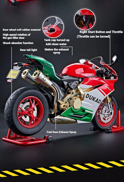 1:9 Scale Key Start Motorcycle Model with Smoke, Sound & Spinning Wheel
