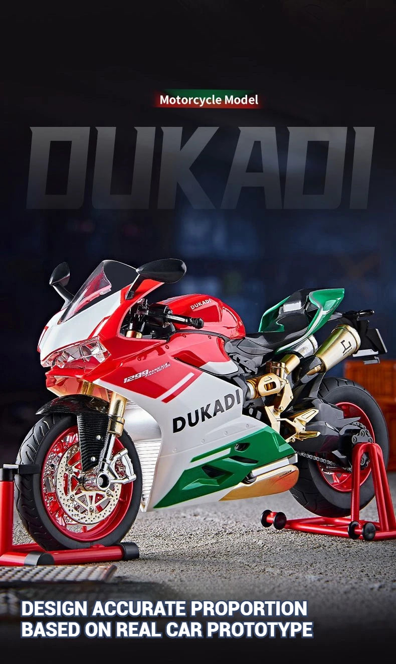 1:9 Scale Key Start Motorcycle Model with Smoke, Sound & Spinning Wheel